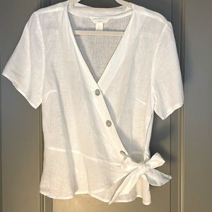 H&M linen wrap blouse